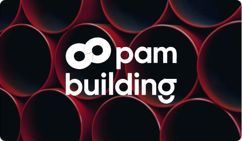 Pam Building logo on illustrative background
